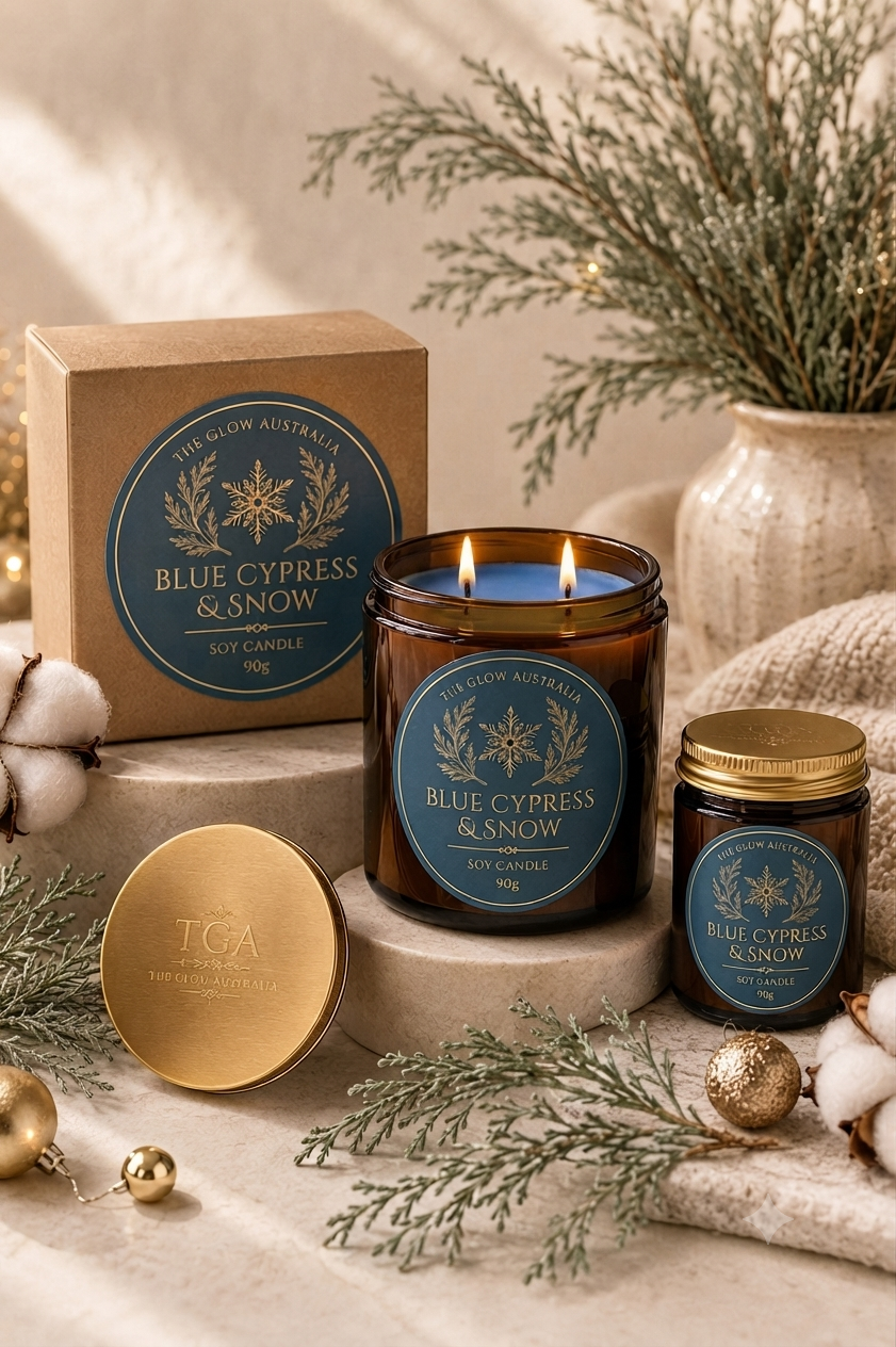 Blue Cypress & Snow Soy Candle