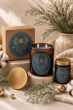 Blue Cypress & Snow Mini Soy Candle